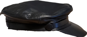 Black Premium Leather Biker Hat