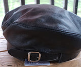 Black Premium Leather Biker Hat with chain
