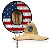 American Flag Under Brim Straw Hat
