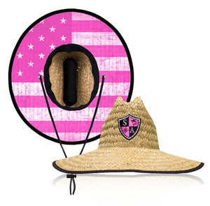 Pink Flag Under Brim Straw Hat
