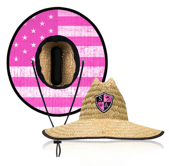 Pink Flag Under Brim Straw Hat – hellZyeah headwear