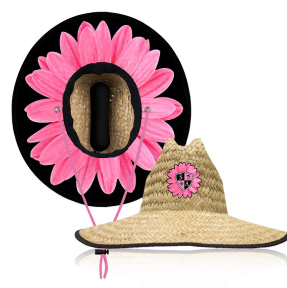 Pink Daisey Under Brim Straw Hat