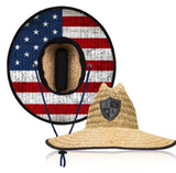 American Flag Under Brim Straw Hat