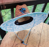Blue Wave Under Brim Straw Hat
